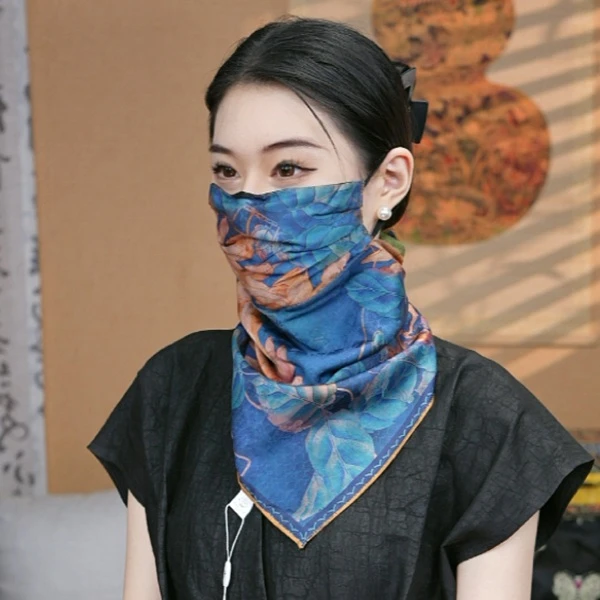 【蓝莲花面纱】透气清爽防晒面罩丝巾显白百搭气质经典