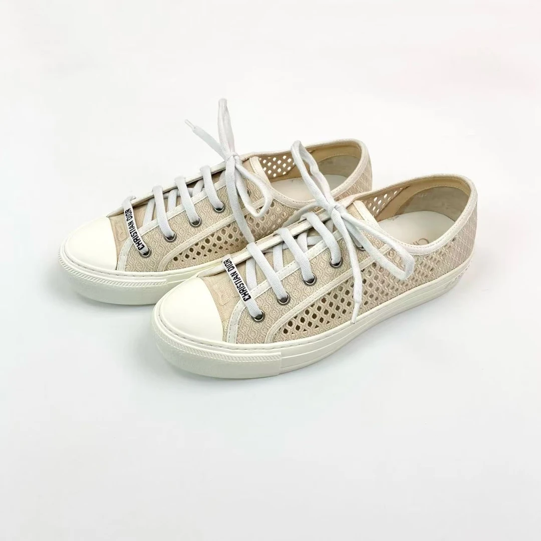 95新 DIOR/迪奥  cc687 字母logo圆头系带镂空休闲鞋 38码