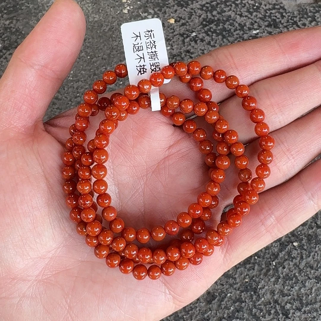 南红玛瑙手链未镶嵌项链多圈原矿南红瓦西柿子锦色5mm