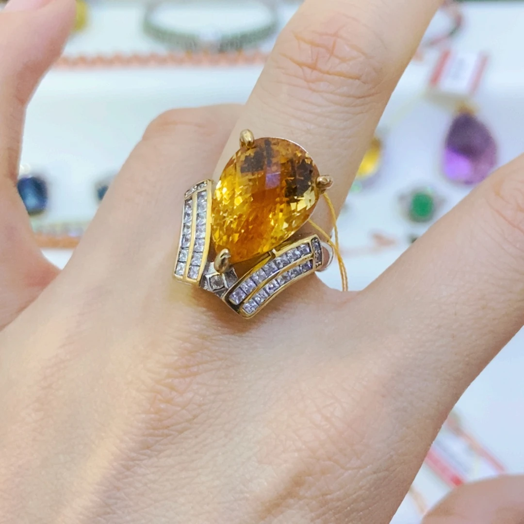 银S925镶嵌戒指黄晶