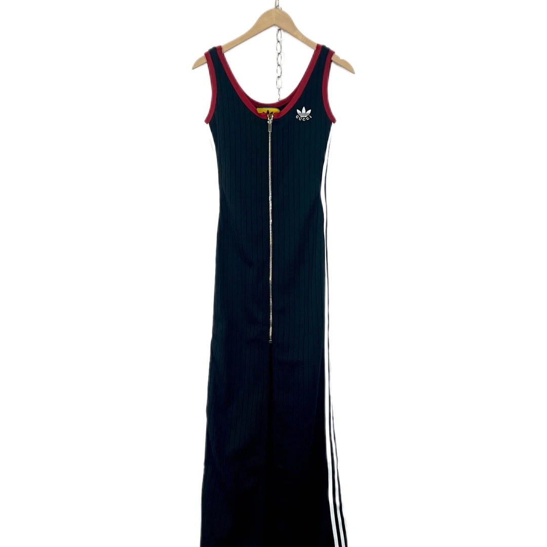 未使用 GUCCI/古驰 Adidas联名款黑色针织无袖连衣裙/XS码/08955