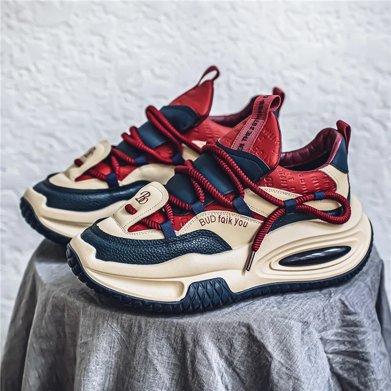 男鞋春季户外跑步耐磨厚底增高运动潮鞋学生校园风百搭网红老爹鞋