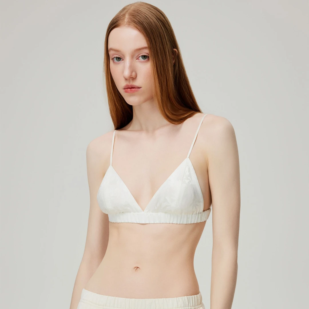 【真宠】 100%桑蚕丝 无压感超速干全真丝 提花百搭法式文胸