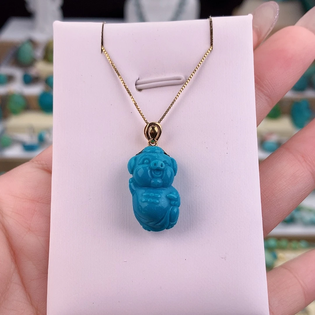 绿松石18K金镶嵌颈饰