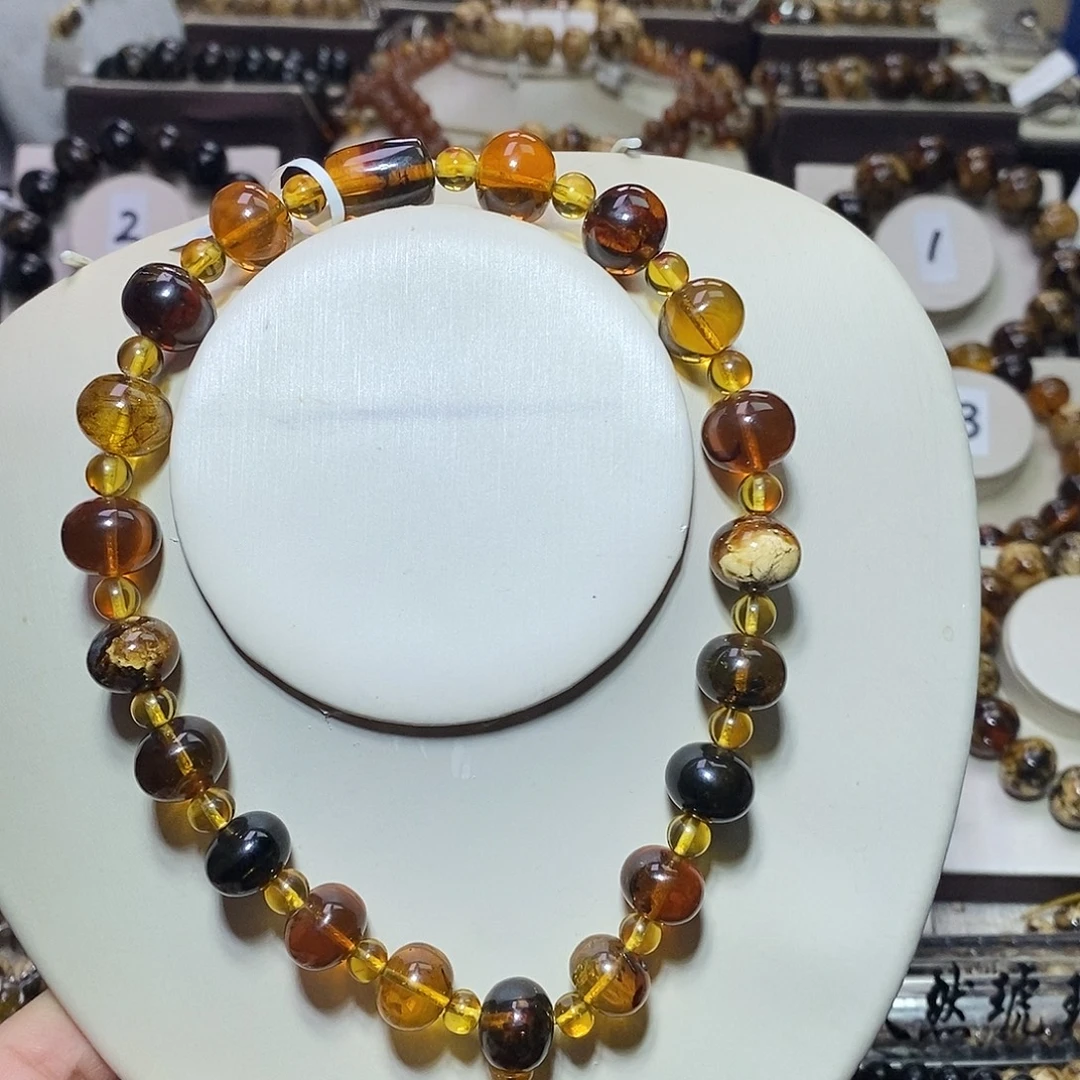 琥珀未镶嵌裸石多宝12m