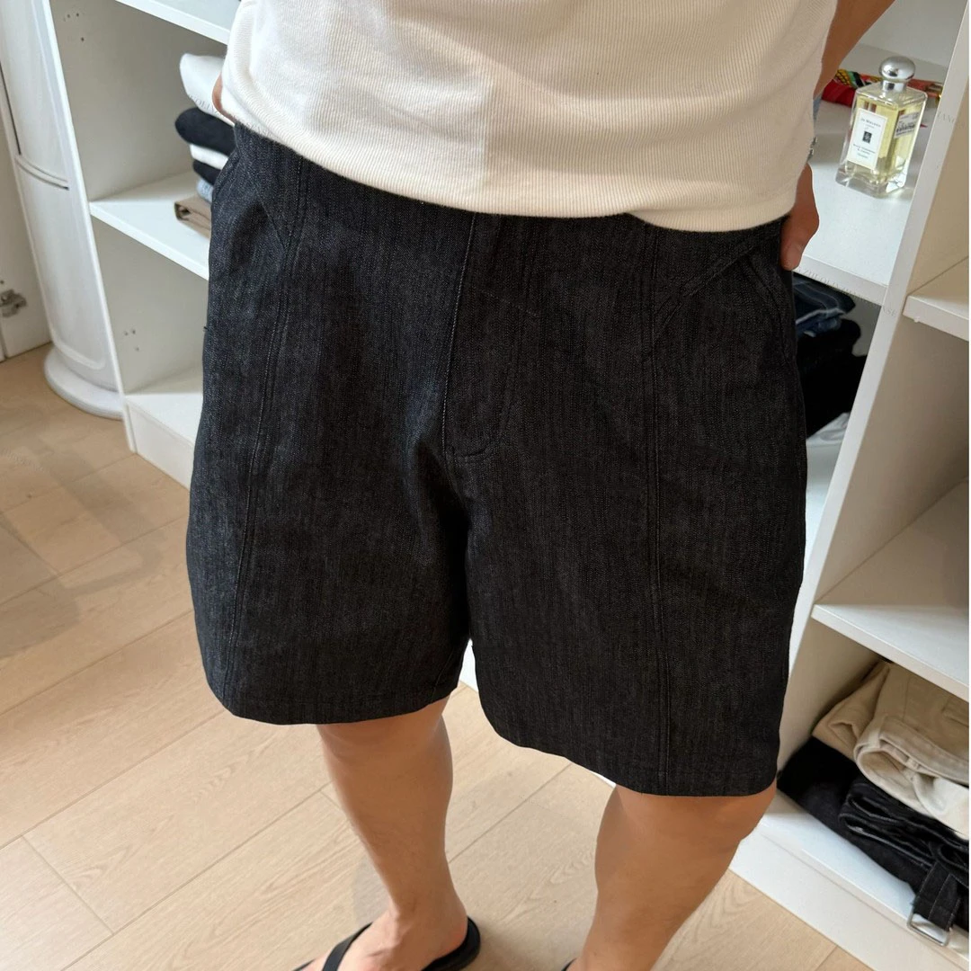 新贵老钱直腿休闲裤中腰微宽松显高百搭直筒短裤