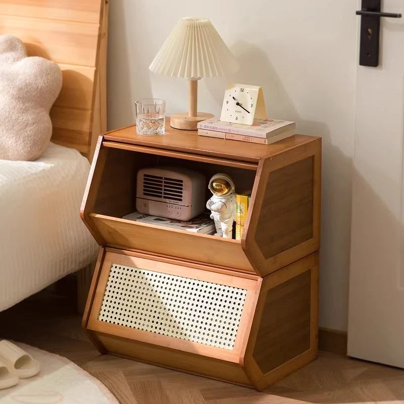 创意床头柜可堆叠实木床头柜简约卧室家用民宿装饰床边收纳储物柜