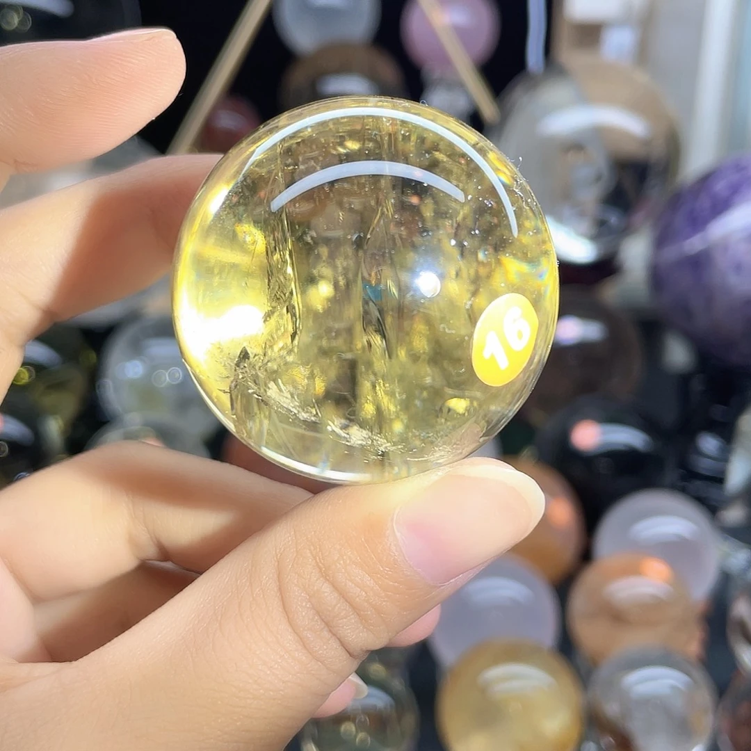 水晶未镶嵌珠宝半成品黄水晶46爆彩A16