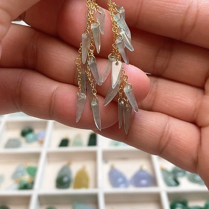 翡翠银S925镶嵌耳饰12号