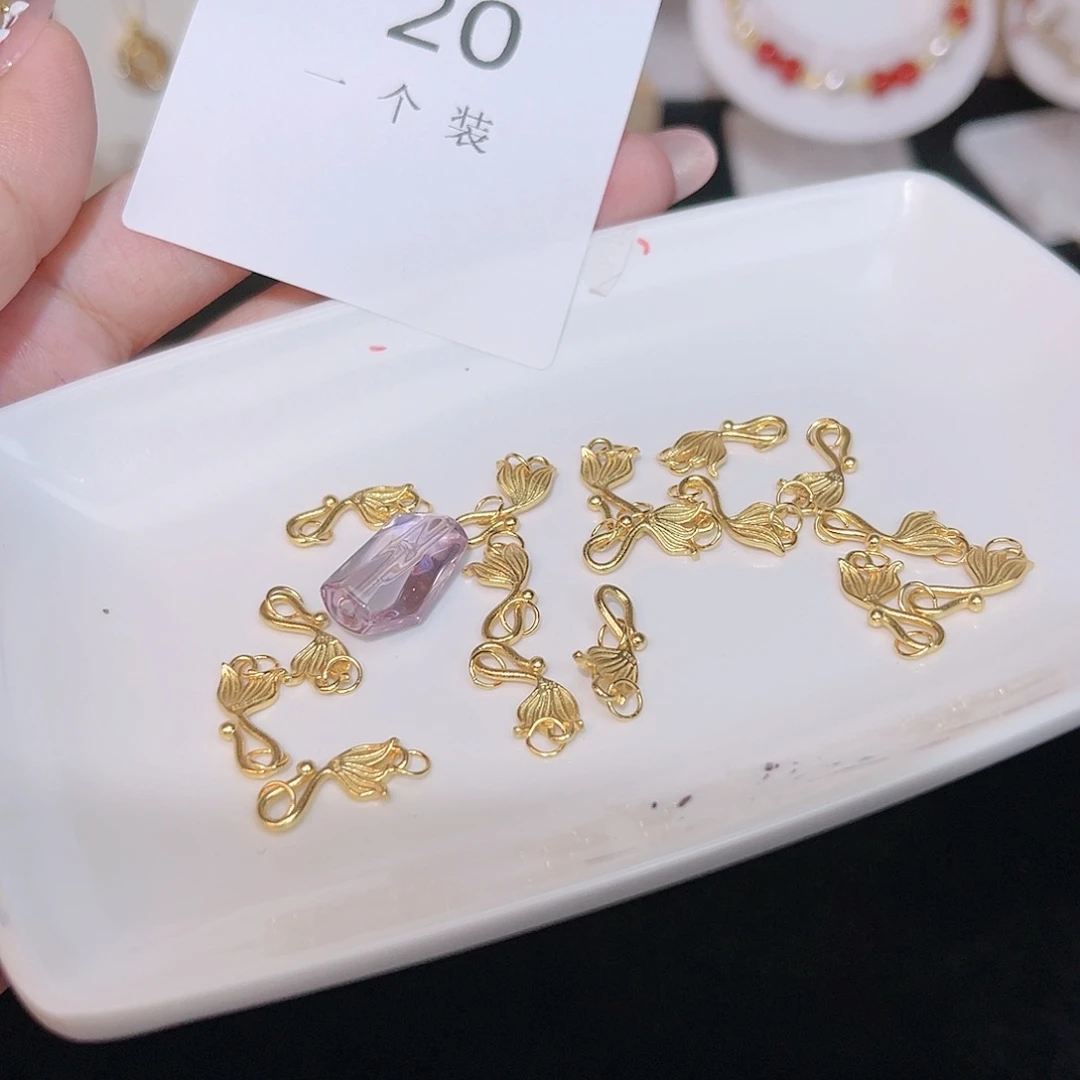 紫晶珠宝半成品银S925镀金镶嵌20