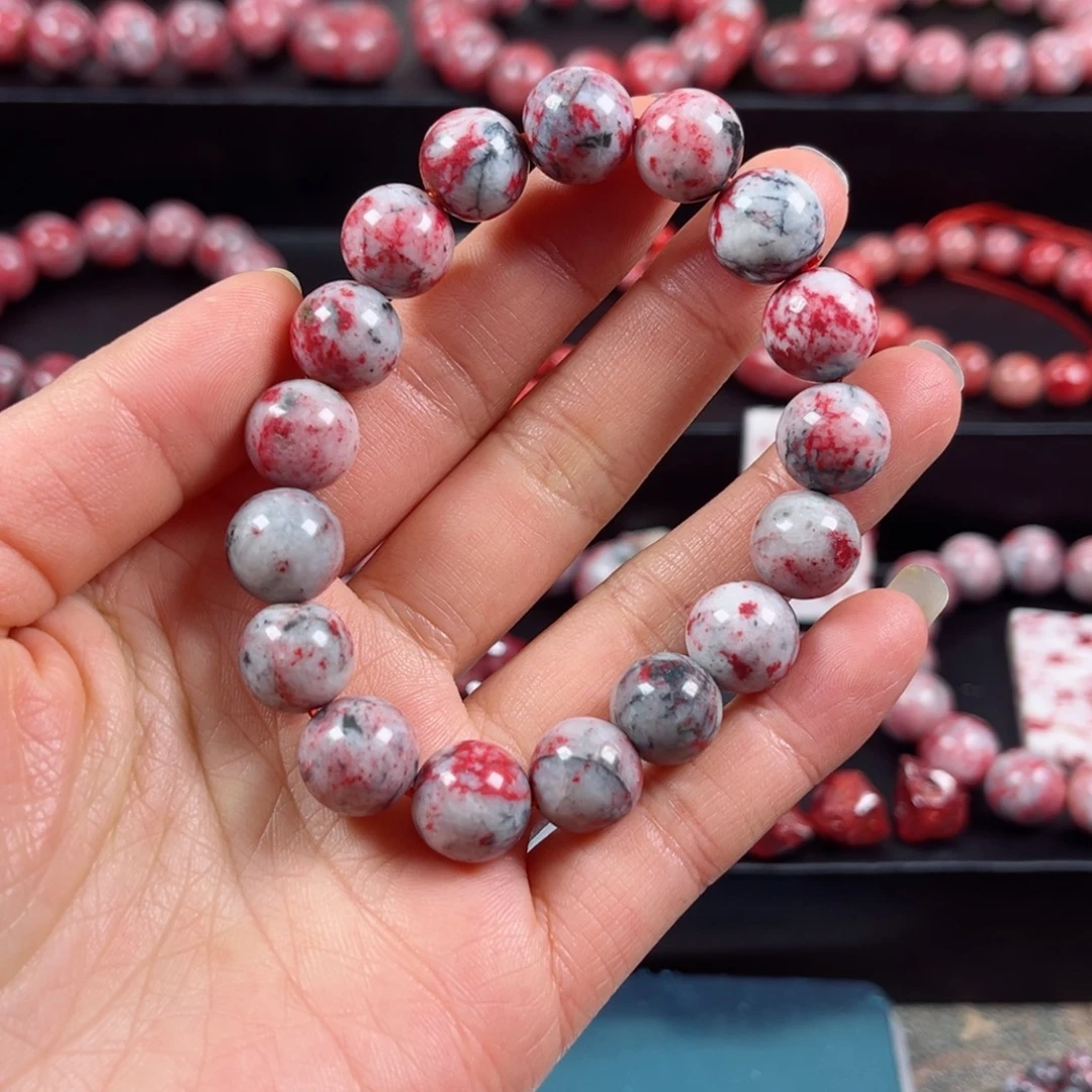 天然辰砂原石手串卡11+