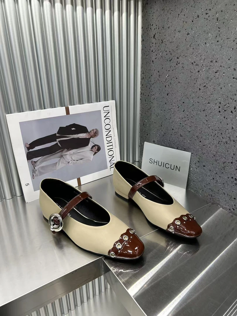 女鞋春夏一字扣粗跟浅口时尚玛丽珍鞋单鞋平底124