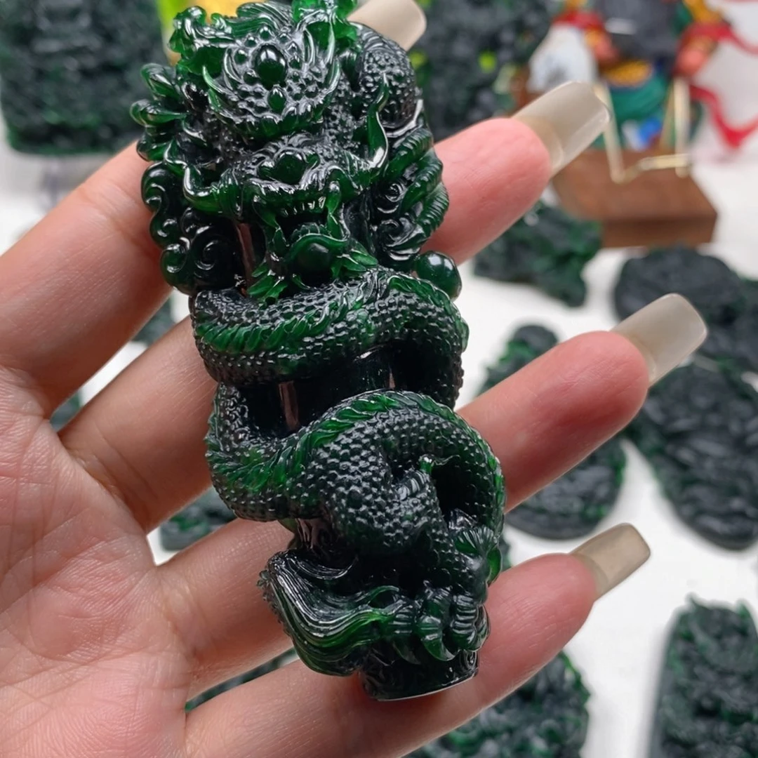 ****长定制翡翠未镶嵌龙柱