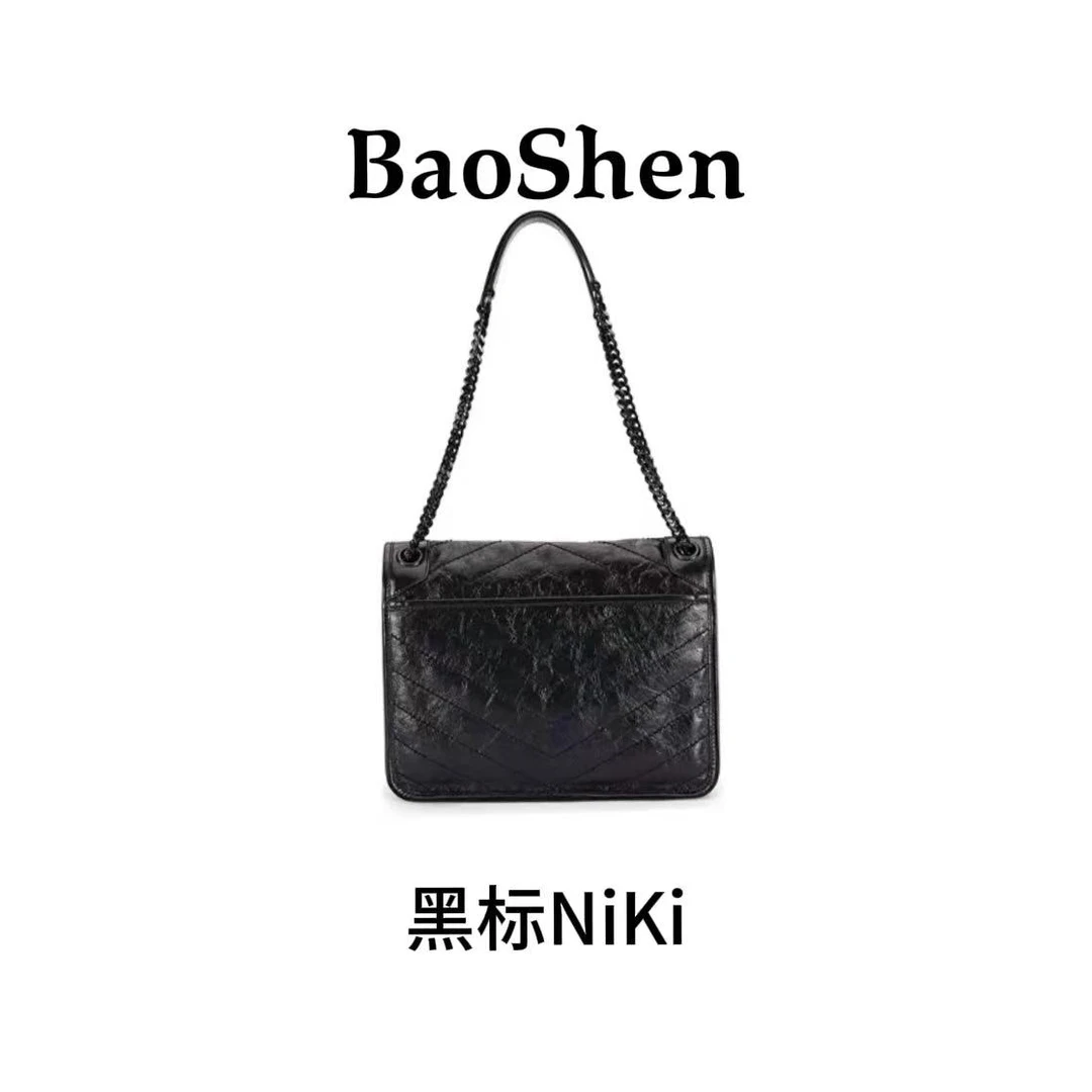 【E887】黑色NIKI中号-新款大容量女包多功能斜挎包百搭单肩包