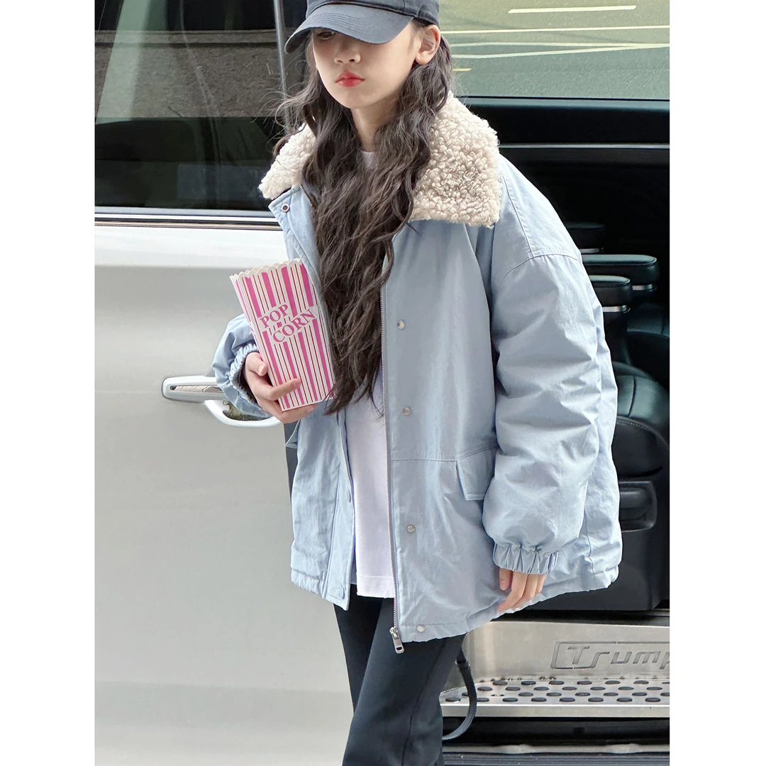 K30210孙小美高端90白鸭绒女童派克羽绒服冬装儿童毛领外套加厚