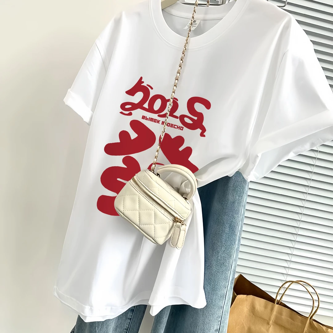 【001-039】小众新款轻奢纯棉休闲时尚百搭洋气宽松T恤女上衣夏