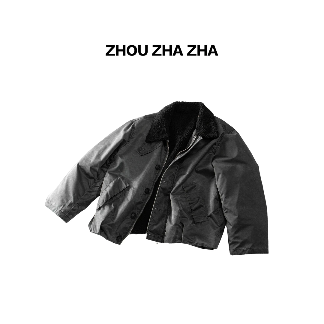 【周炸炸】毛绒领夹克外套羽绒服休闲宽松秋冬百搭#549339-A