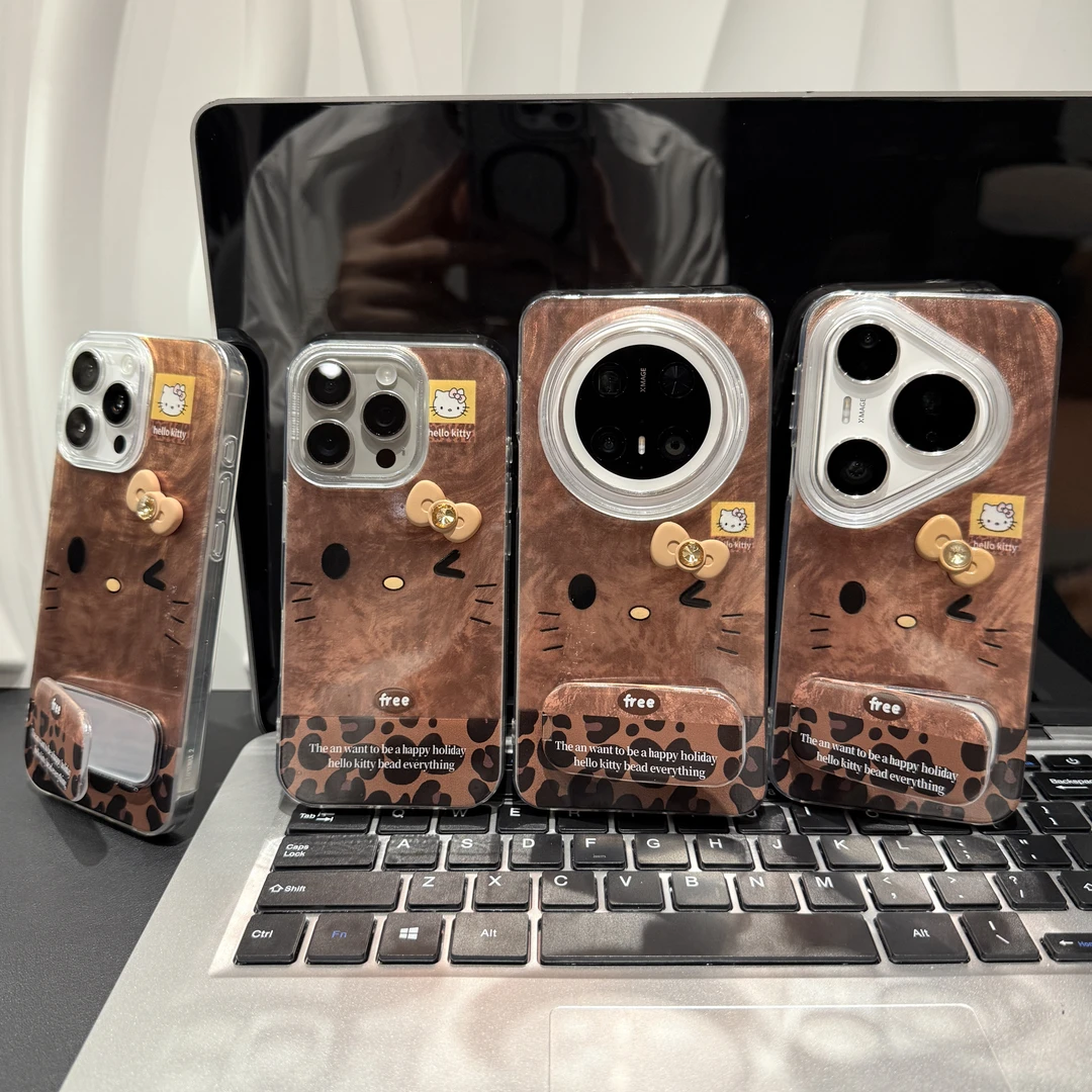 蝴蝶结可爱猫支架适用苹果/华为/荣耀/OPPO/VIVO/小米手机壳防摔