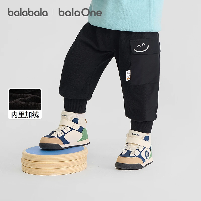 【balaOne】巴拉巴拉儿童长裤男童女童工装裤加绒2025冬季休闲裤