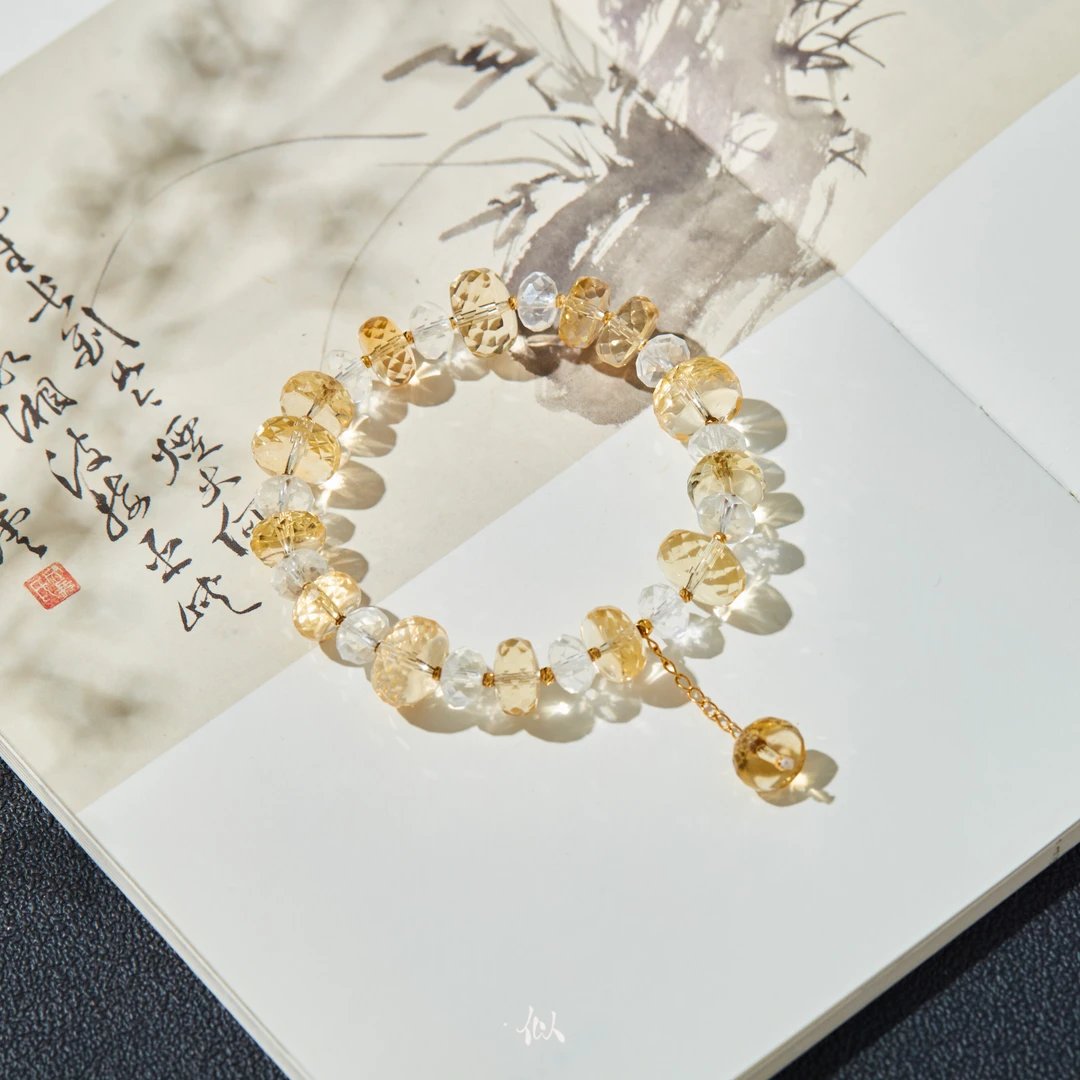 L【星曜】· 似梓珠宝 · 18k黄白水晶钻切手串 SZCC2050232