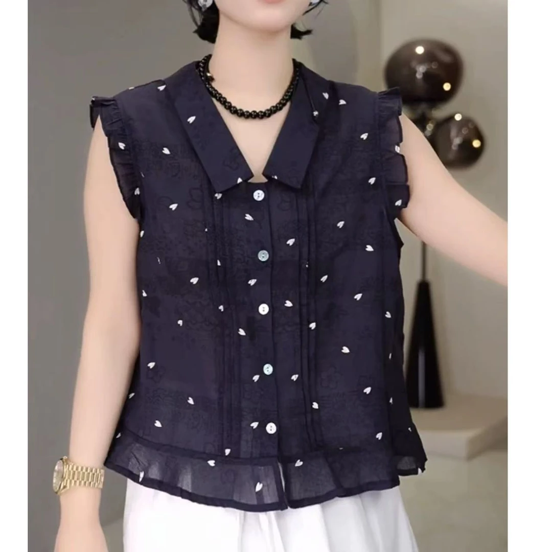 夏季新款韩版宽松显瘦波点短袖衬衫时尚遮肉休闲外穿衬衣时尚百搭