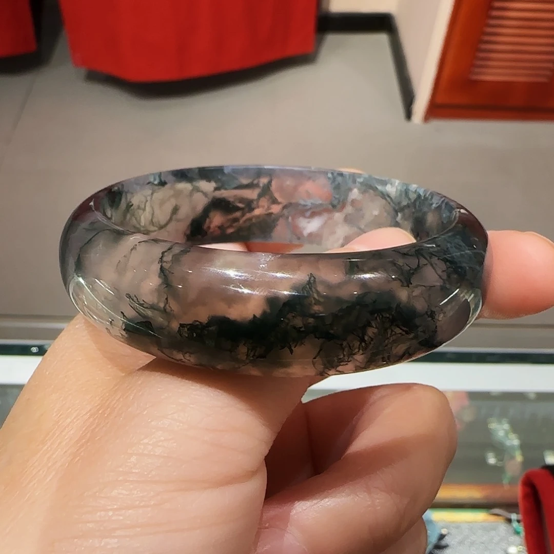 未镶嵌手链玛瑙/玉髓腻*田水草手镯56圈口