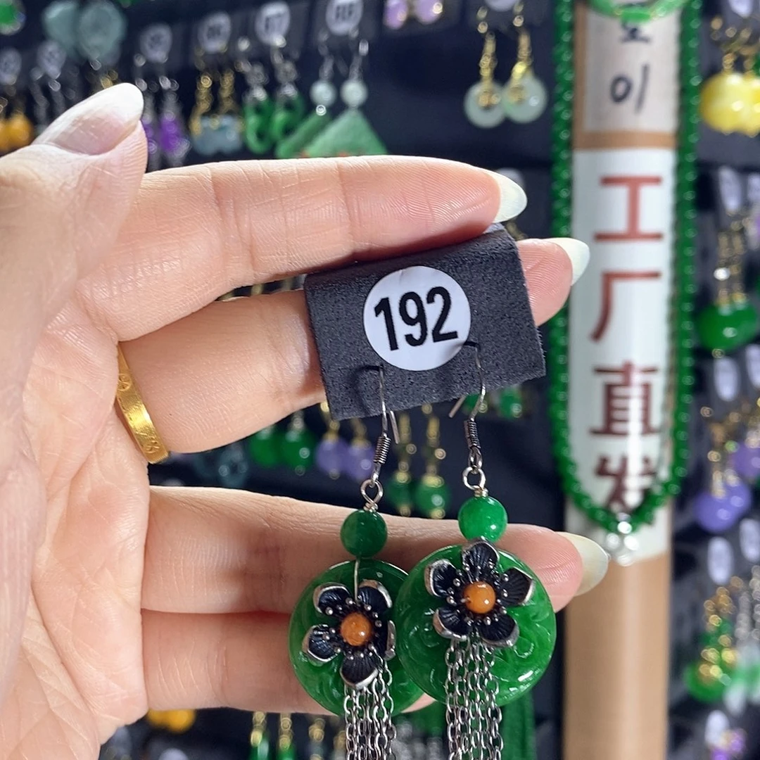 翡翠银S925镶嵌耳饰192