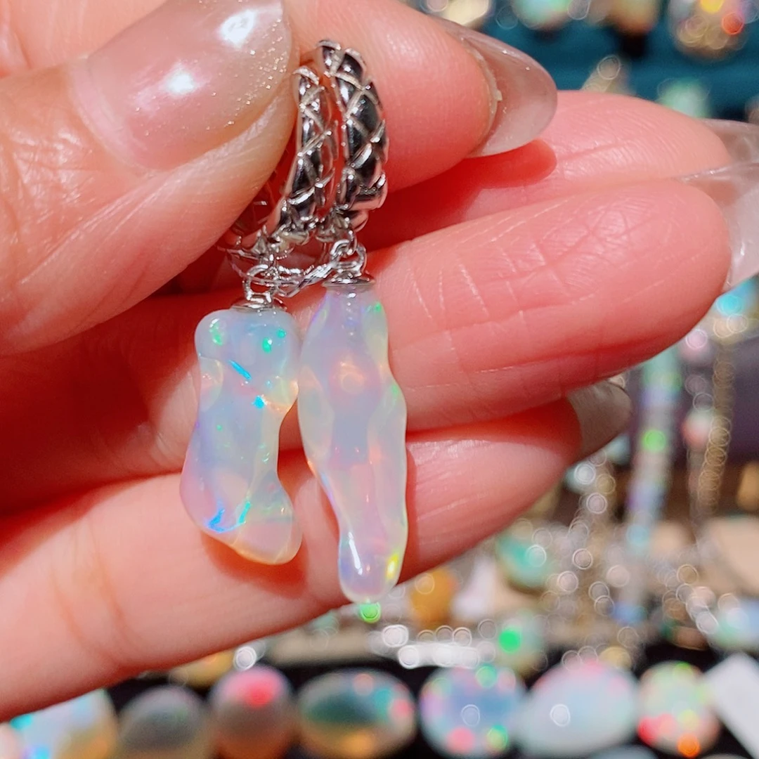 欧泊银S925镶嵌耳饰