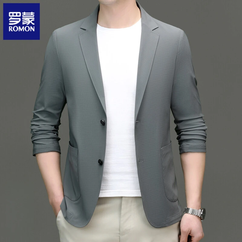 罗蒙春夏季西装外套男冰丝防晒气质高档韩版商务休闲简约薄款西服