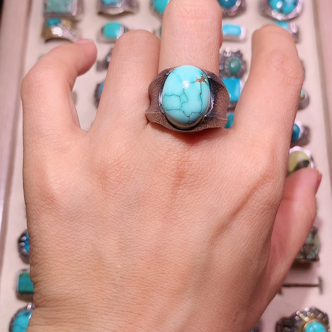 银S925镶嵌绿松石挂件925银镶嵌绿松石