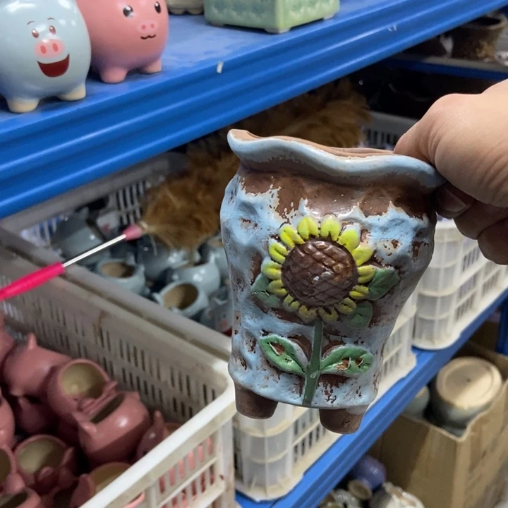 陶瓷花盆单场满9.9发10*12.5蓝