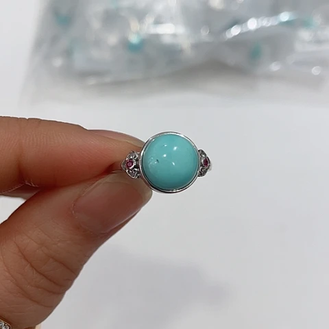 绿松石珠宝半成品银S925镶嵌