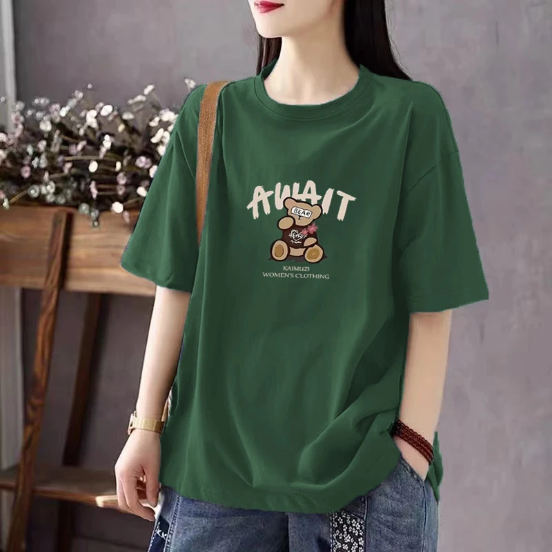韩版洋气纯棉短袖T恤女夏季时尚新款印花半袖宽松大码显瘦上衣ins
