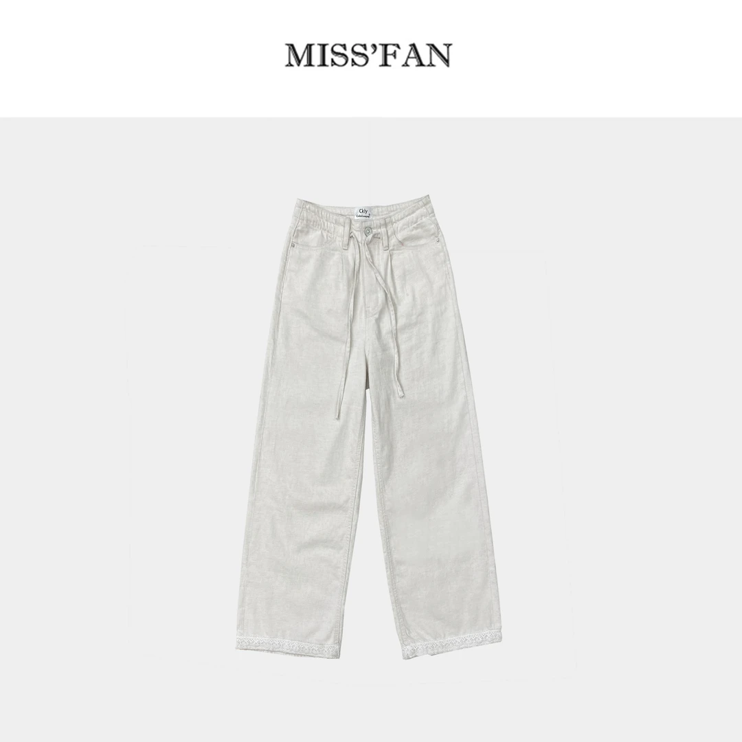 「云朵裤」 棉 麻直筒奶奶裤 蕾丝花边  舒适透气