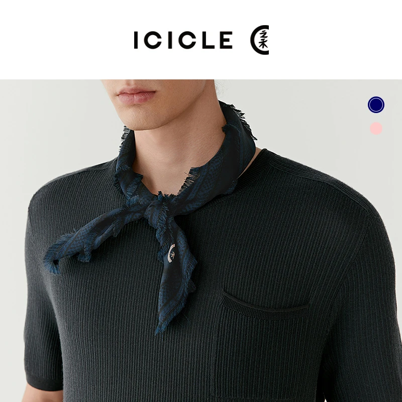 ICICLE之禾真丝双斜纹绸小号扎染丝巾男女同款1423