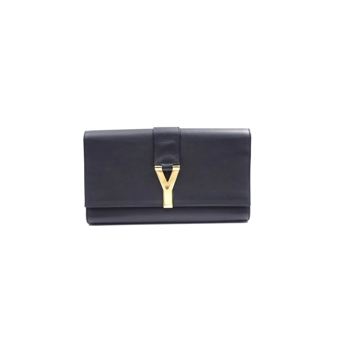 95新 YSL/圣罗兰 圣罗兰黑金手拿包/clkkp00217