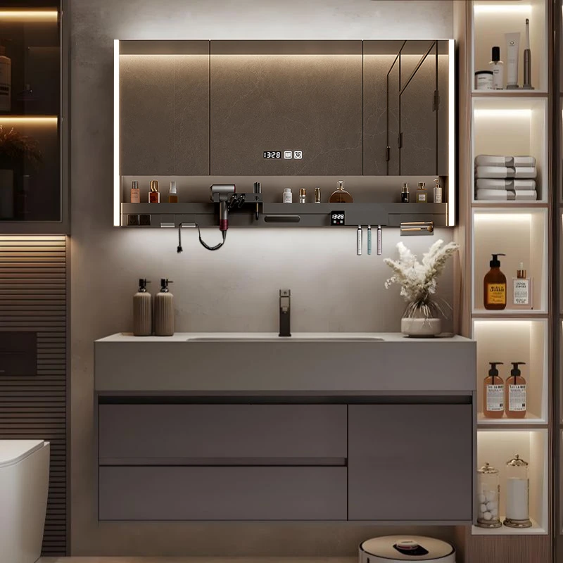 智能浴室柜纳米微晶石一体盆洗脸盆洗手盆洗漱盆组合套装云岩石