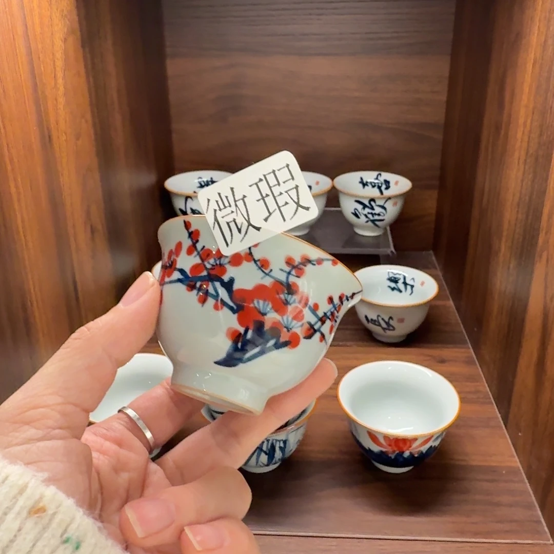 釉下手绘茶具微瑕