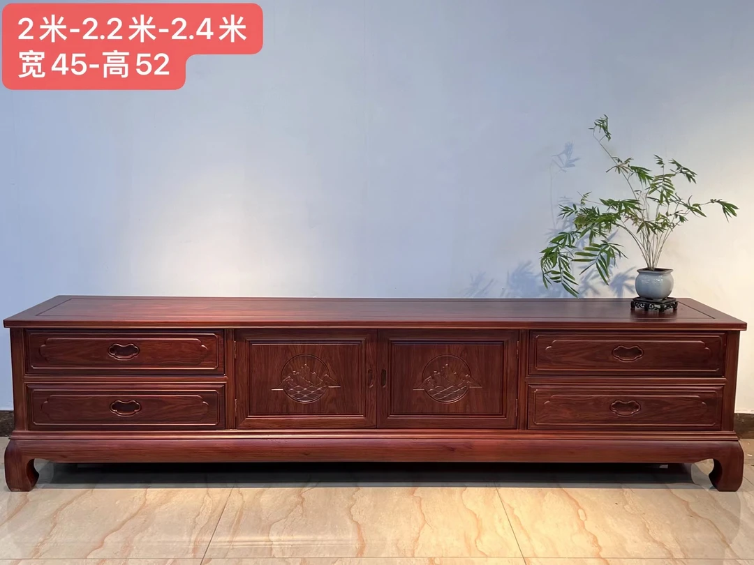 中式山水电视柜新古典客厅家用储物柜2米/2.2米/2.4米新中式雕花