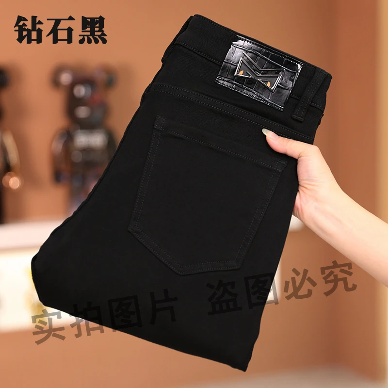 黑色秋季新款男士牛仔裤潮流休闲高端设计感气质休闲裤男款秋季