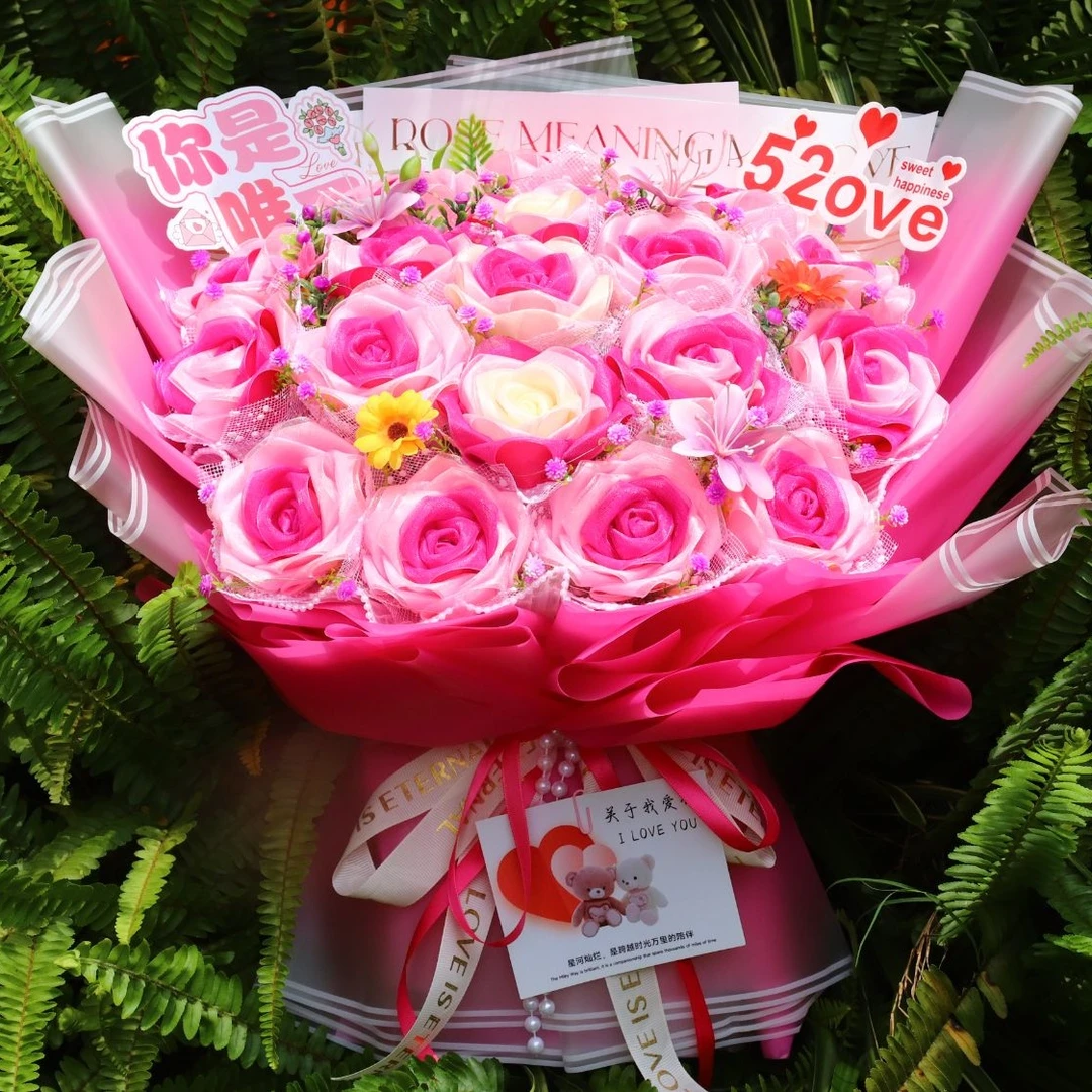 【07花间月色】手工成品丝带永生玫瑰花 生日节日定制【不支持退货】