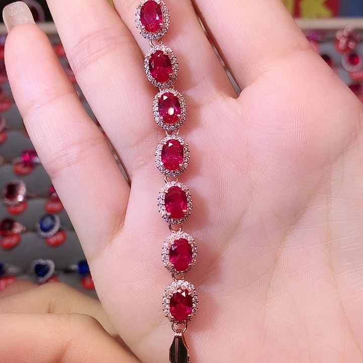 红宝石手链银S925镶嵌
