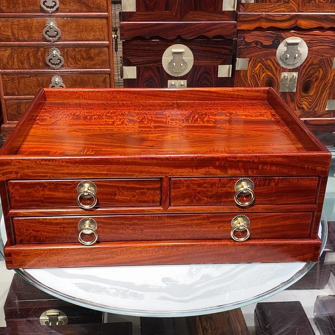 染料紫檀（血檀）独板承盘40/29/15