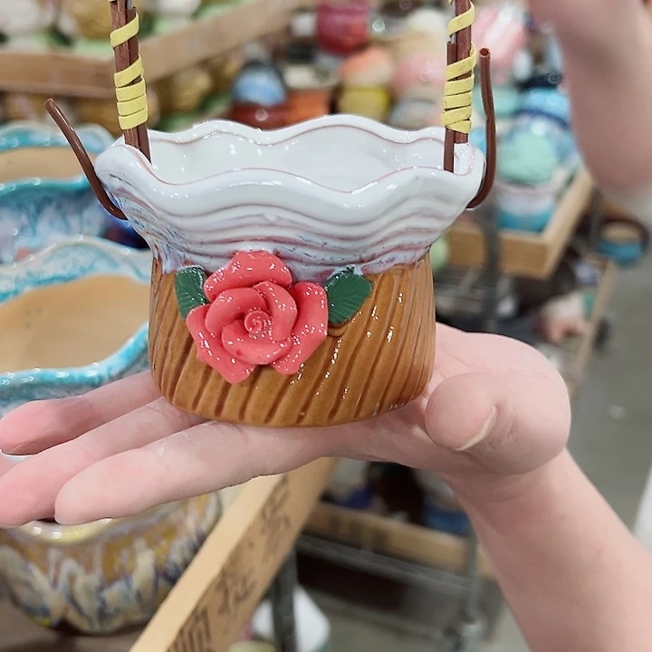 有孔.凑满10元发货多肉陶瓷花盆！