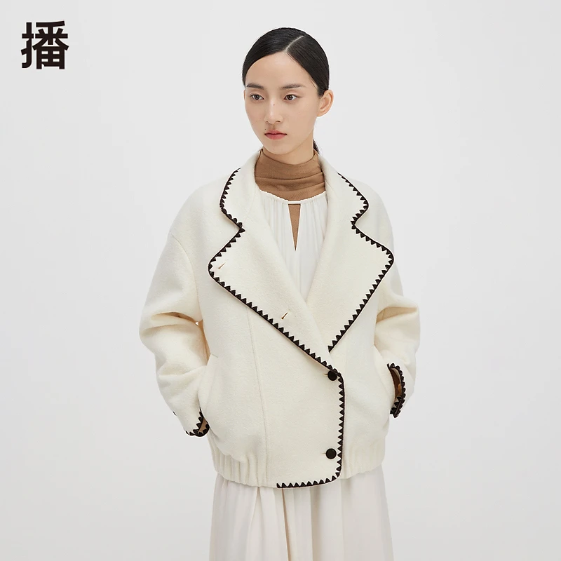 5460【赵老板专属】播白色贝壳绣立领短外套DDQ4WD5460