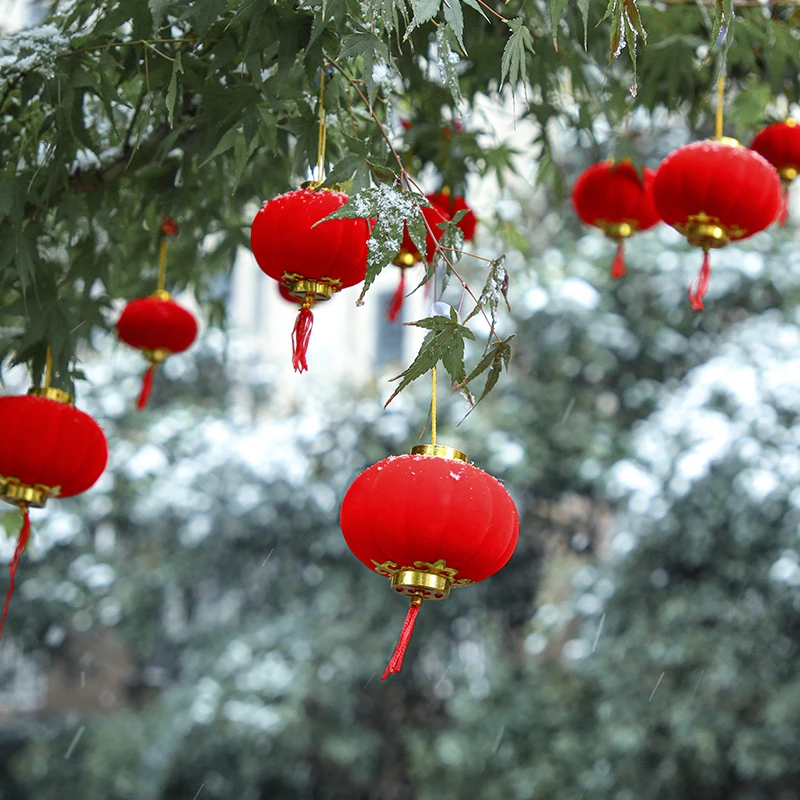 植绒小灯笼挂饰迷你绿植装饰院子挂树上红色喜庆氛围布置通用挂件