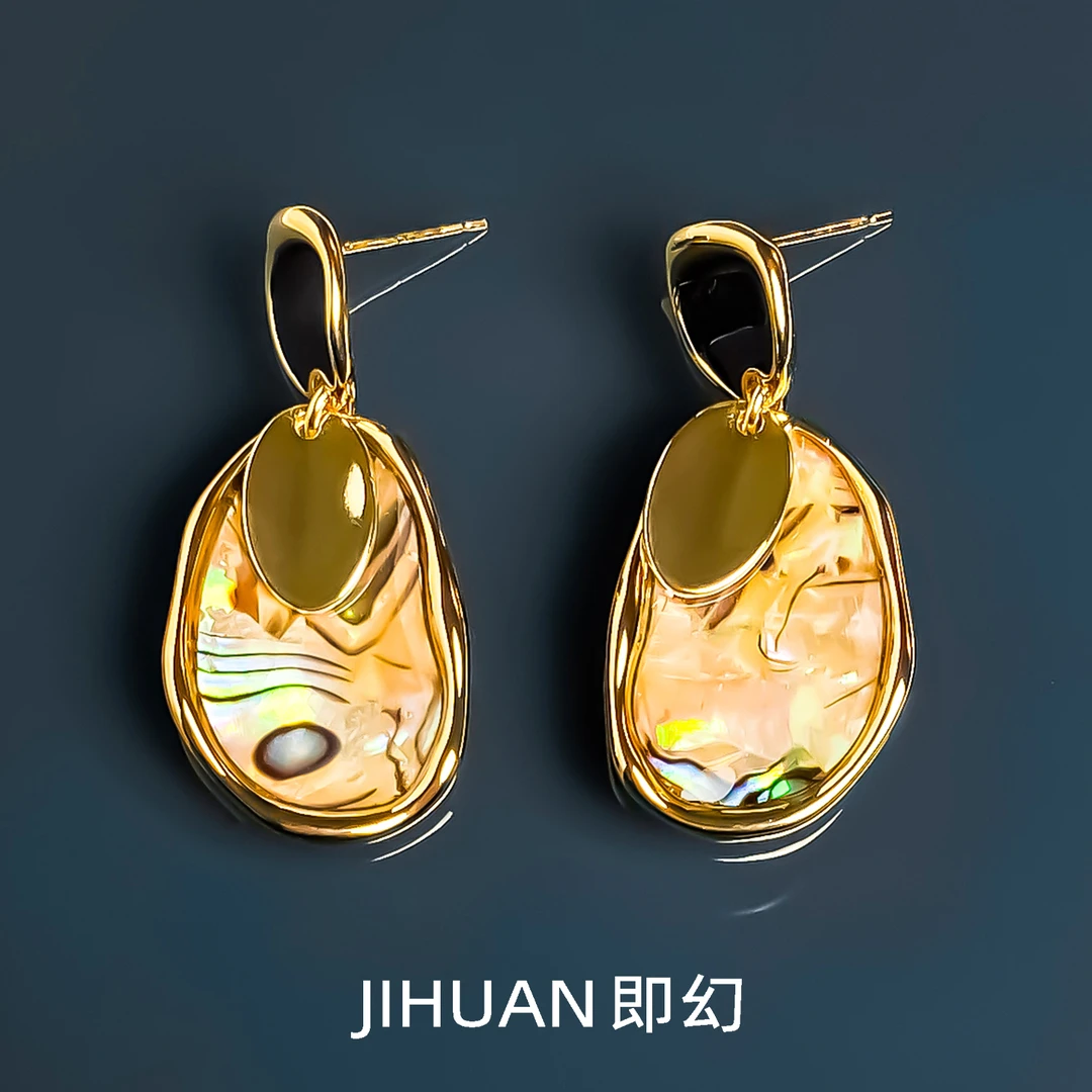 铜合金耳饰 欧美气质轻奢百搭小众时尚豹纹个性复古耳环 9550