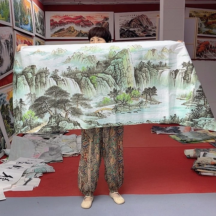 横款青山绿水画心，180x70喜欢去拍无落款