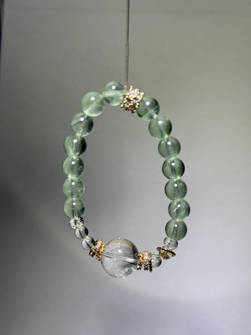 天然绿萤石手串小众设计薄荷绿男女同款手工diy原创款式百搭礼物