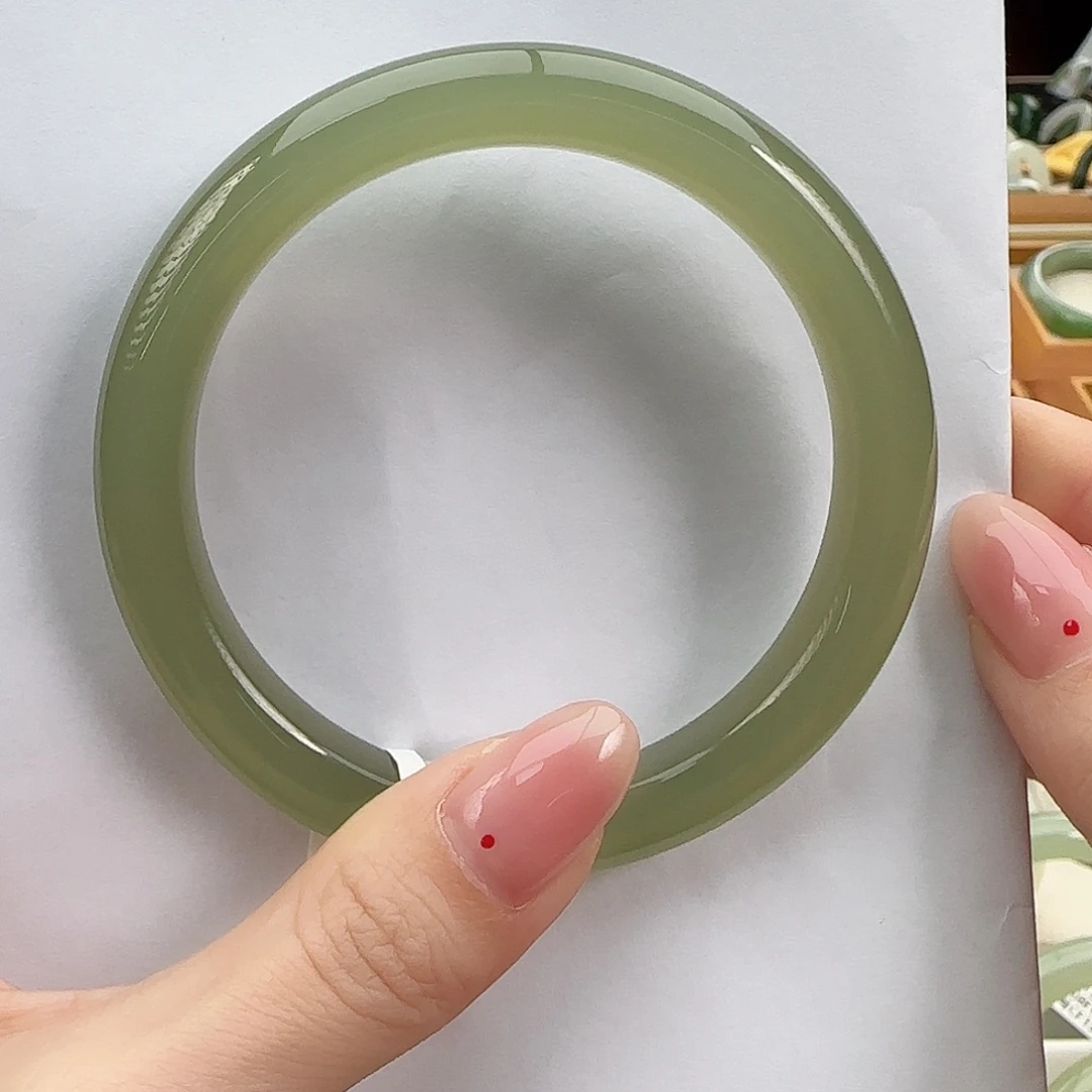 和田玉未镶嵌手镯冰胶茶晴色 起光 61